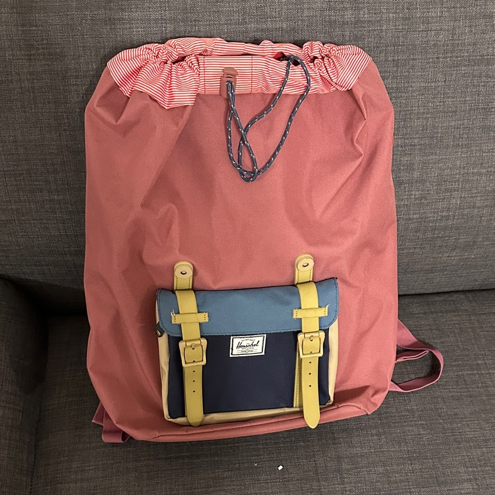Herschel Red and Blue Backpack with Yellow Accents